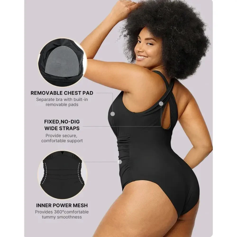 NWOT ShapeLLX Smart Sculpt™ Plunge Cutout Swimsuit Sz XL